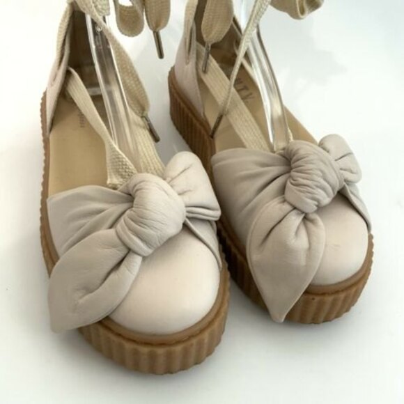 Fenty Puma by Rihanna Sandals 7.5 Leather Bow Front Platform Creeper - Picture 12 of 13